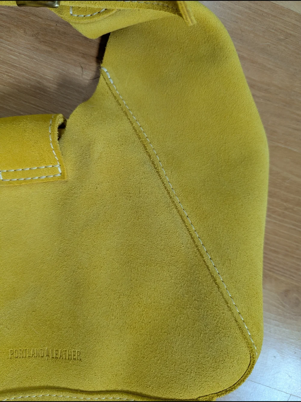 Portland Leather Goods Yellow Suede Hobo Bag Slouchy Crossbody